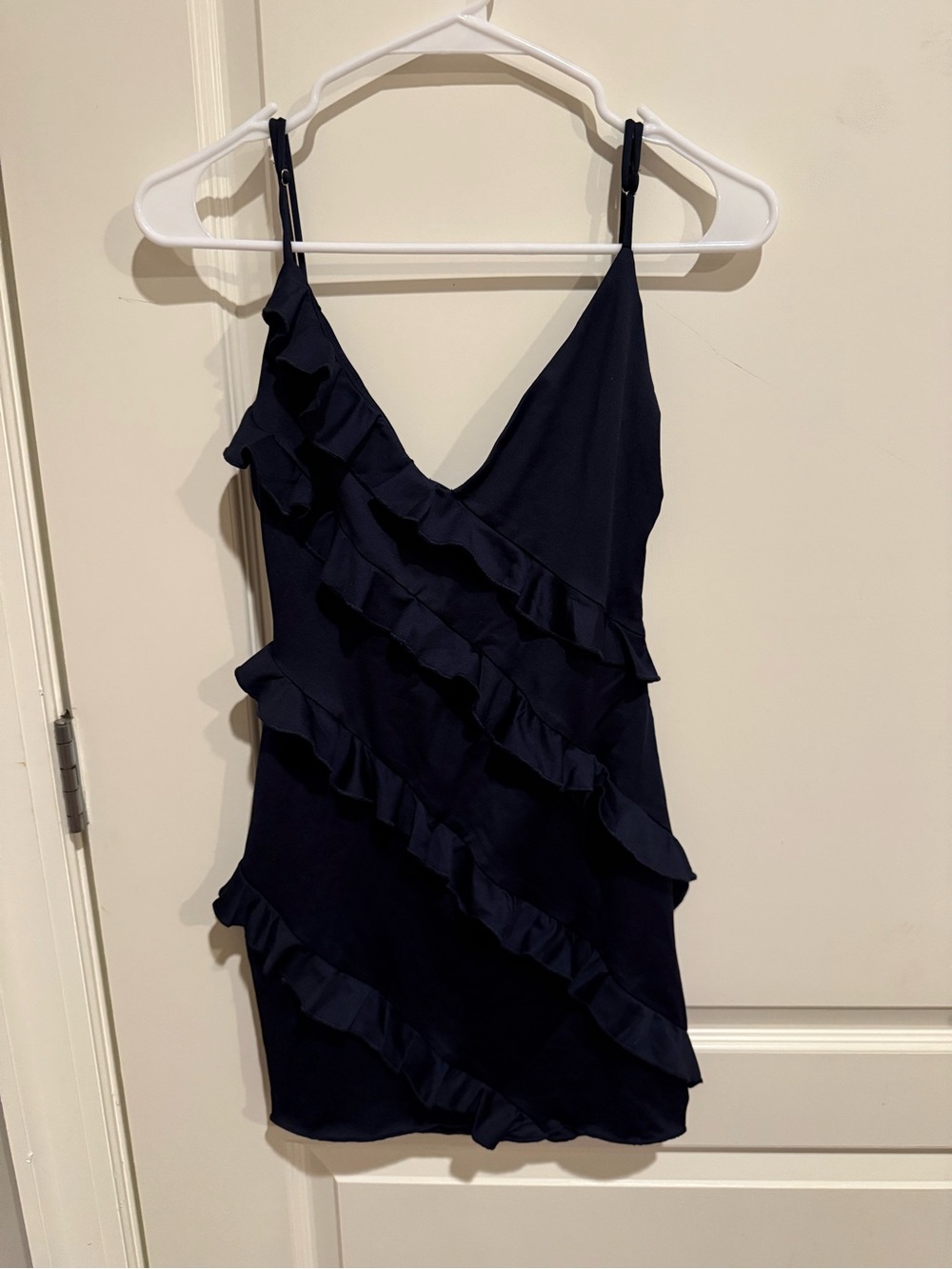 Lucy in the Sky Navy Ruffle Slip Dress